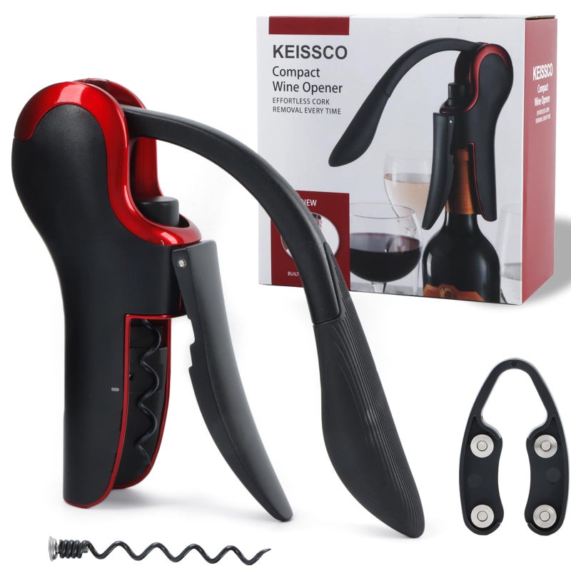 KEISSCO Wine Opener Compact Vertical Corkscrew Wine Bottle Opener with Built-in Foil Cutter - Image 2